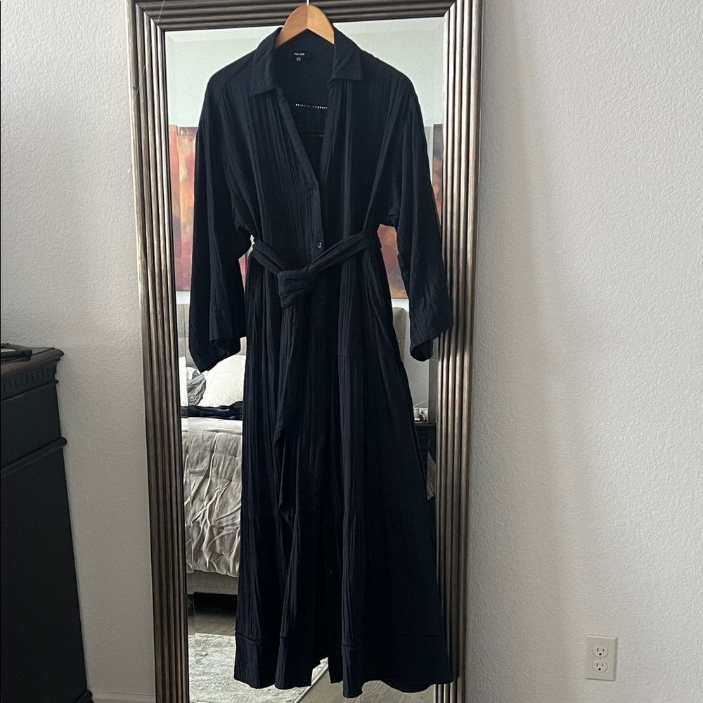 ME+EM Navy Blue Cheesecloth, Maxi Dress